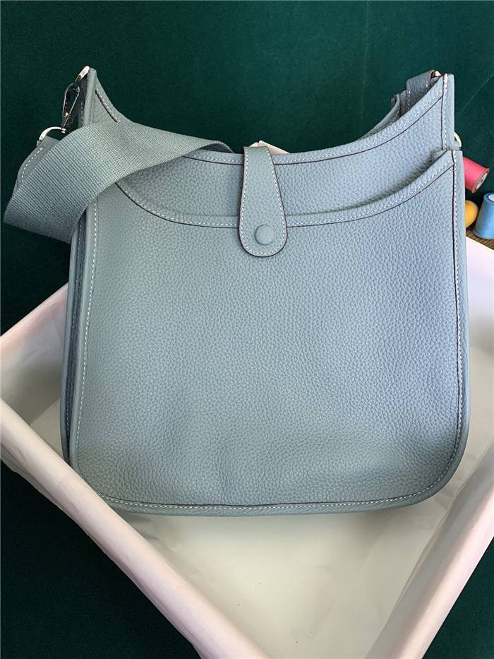 Hermes Evelyne III PM Bag Clemence Leather In Grey-Blue High