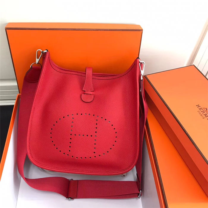 Hermes Evelyne III PM Bag Calfskin In Red High