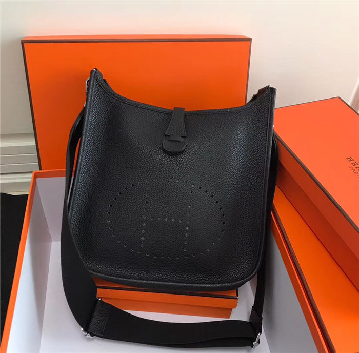 Hermes Evelyne III PM Bag Calfskin In Black High