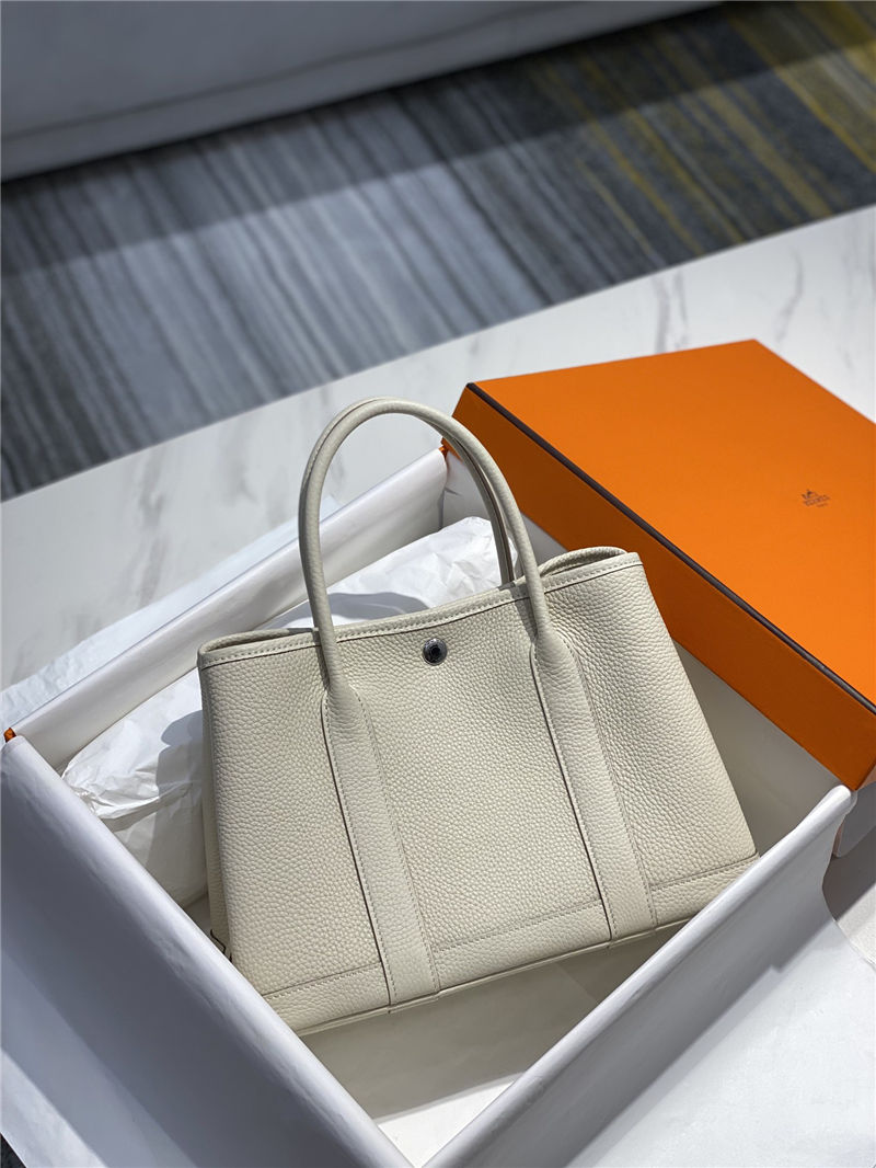 Hermes Garden Party 30/36 Bag Togo Calfskin In Craie High