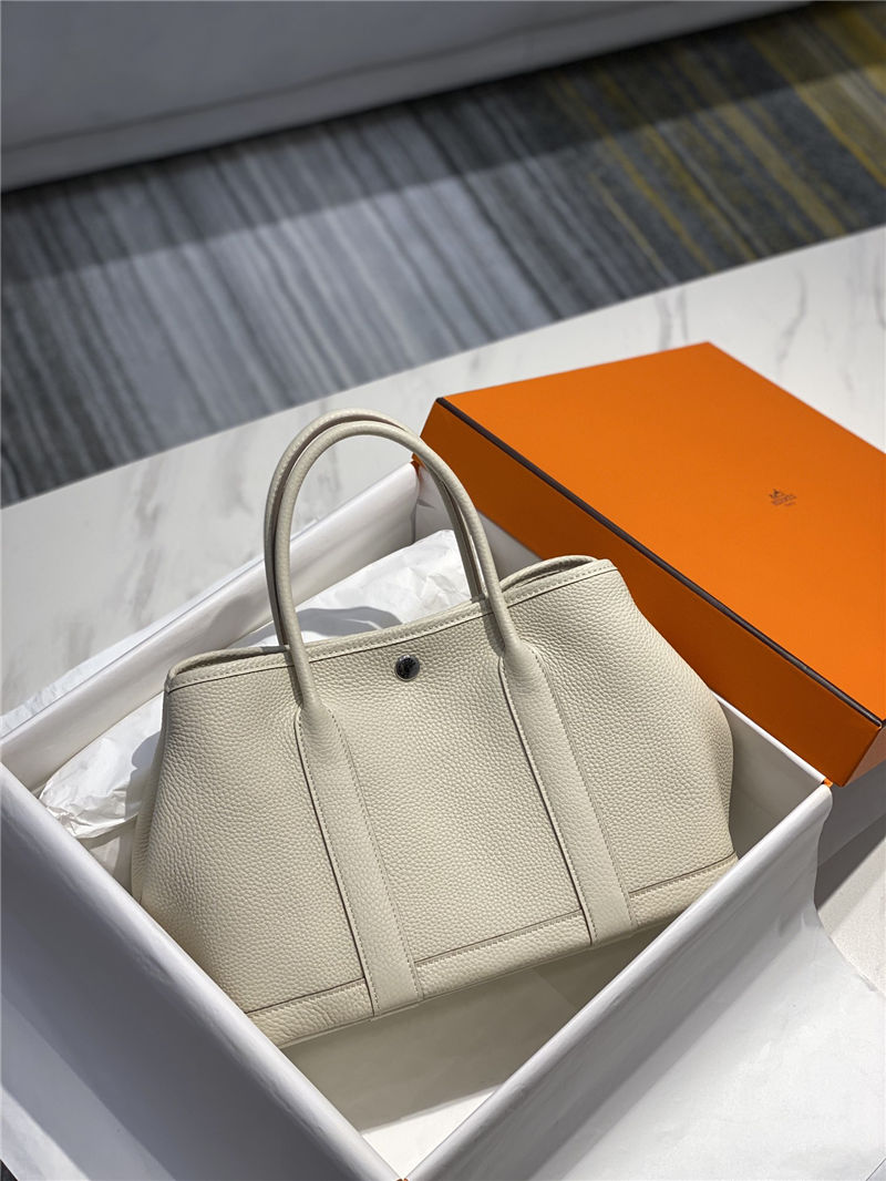 Hermes Garden Party 30/36 Bag Togo Calfskin In Craie High