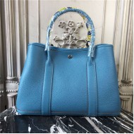 Hermes Garden Party 30/36 Bag Togo Calfskin In Denim Blue High