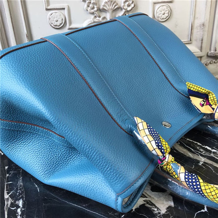 Hermes Garden Party 30/36 Bag Togo Calfskin In Denim Blue High