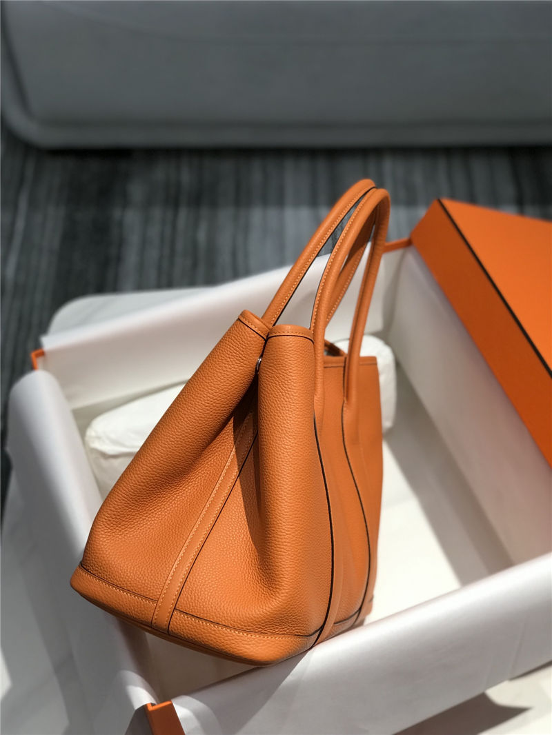 Hermes Garden Party 30/36 Bag Togo Calfskin In Orange High