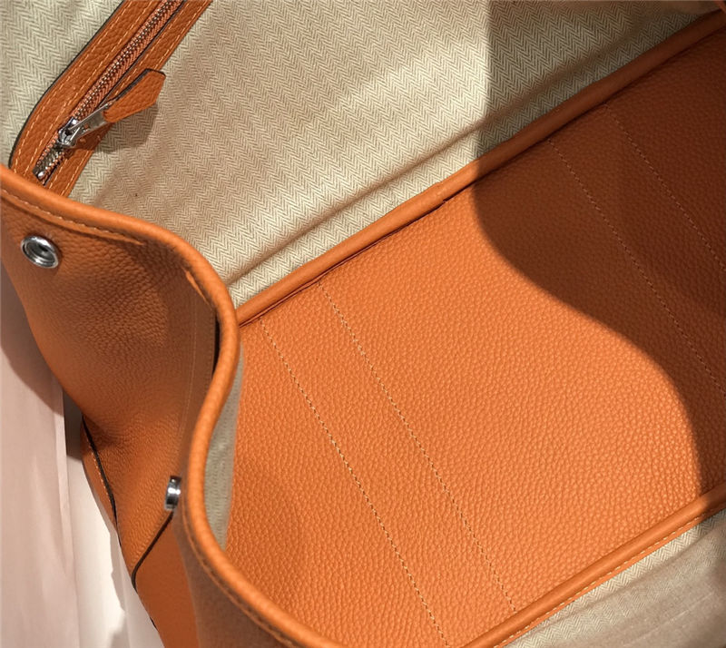 Hermes Garden Party 30/36 Bag Togo Calfskin In Orange High