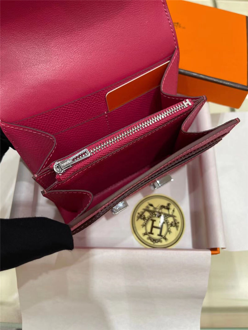 Hermes Constance Compact Wallet Epsom Leather Fuchsia High