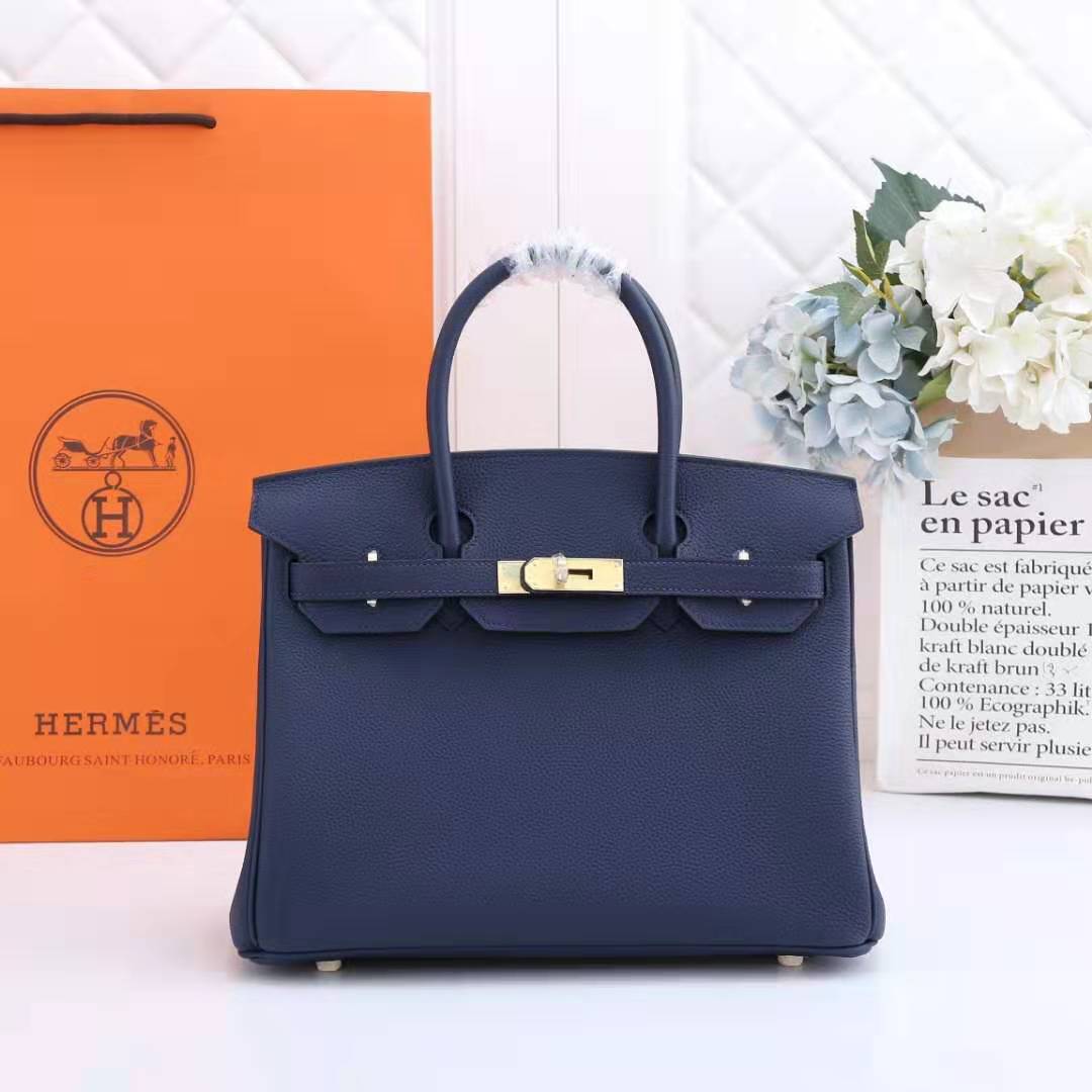 Hermes Birkin 25/30/35cm Bag Togo Leather In Navy WAX High