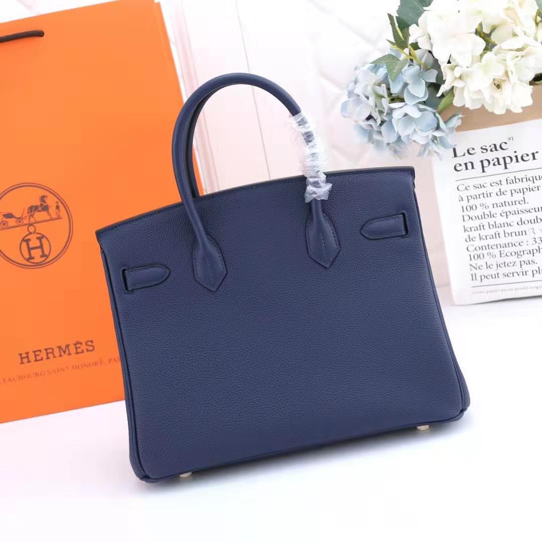 Hermes Birkin 25/30/35cm Bag Togo Leather In Navy WAX High