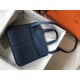 Hermes Halzan 31cm Bag Clemence Leather WAX In Blue Agate High