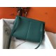 Hermes Halzan 31cm Bag Clemence Leather WAX In Malachite High