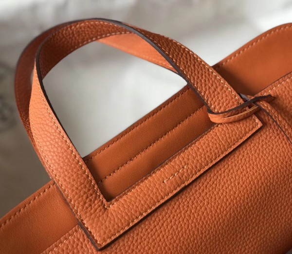 Hermes Halzan 31cm Bag Clemence Leather WAX In Orange High