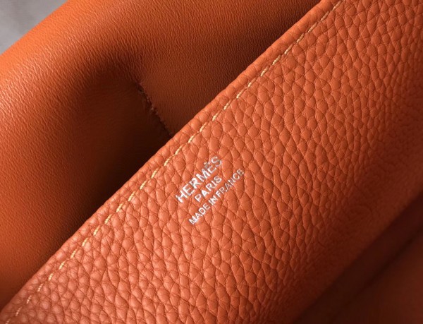 Hermes Halzan 31cm Bag Clemence Leather WAX In Orange High