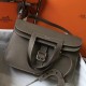 Hermes Halzan 31cm Bag Clemence Leather WAX In Etoupe High