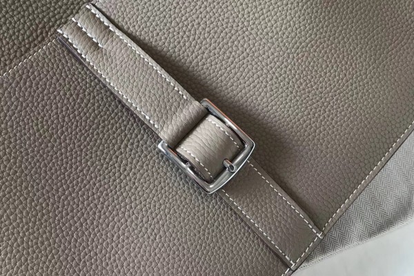 Hermes Halzan 31cm Bag Clemence Leather WAX In Grey High