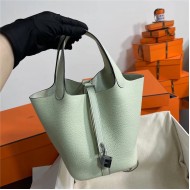 Hermes Picotin Lock 18/22 Bag Togo Leather In Vert Fizz-Silver WAX High