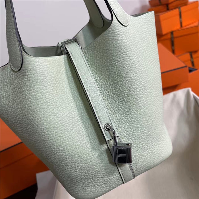 Hermes Picotin Lock 18/22 Bag Togo Leather In Vert Fizz-Silver WAX High