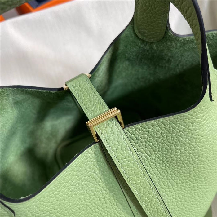 Hermes Picotin Lock 18/22 Bag Togo Leather In Vert Criquet-Gold WAX High