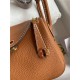 Hermes Lindy Mini Bag Clemence Leather In Tan WAX High