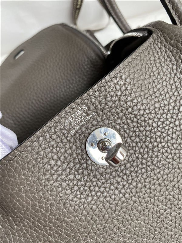 Hermes Lindy Mini Bag Clemence Leather In Dk-Grey WAX High