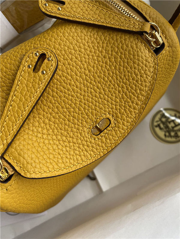 Hermes Lindy Mini Bag Clemence Leather In Yellow WAX High