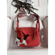 Hermes Lindy Mini Bag Clemence Leather In Red WAX High