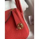 Hermes Lindy Mini Bag Clemence Leather In Red WAX High