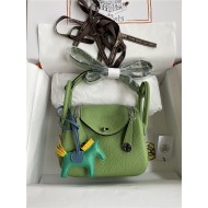 Hermes Lindy Mini Bag Clemence Leather In Lt-Green WAX High