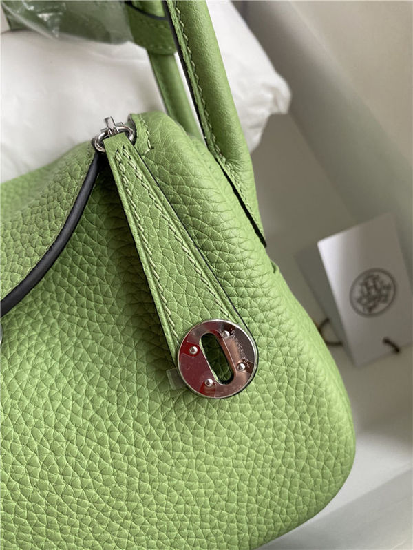 Hermes Lindy Mini Bag Clemence Leather In Lt-Green WAX High