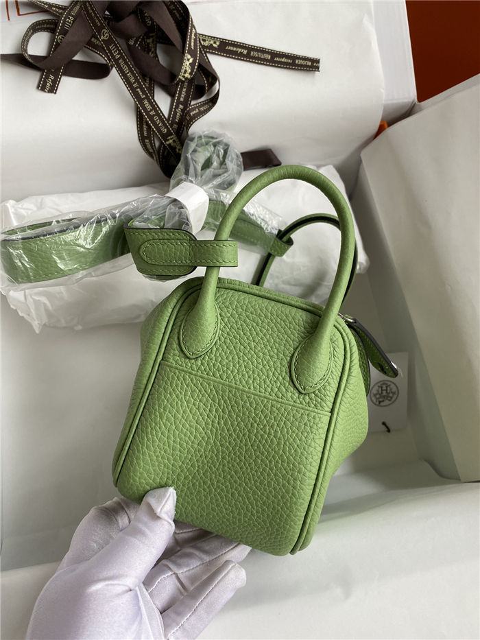 Hermes Lindy Mini Bag Clemence Leather In Lt-Green WAX High