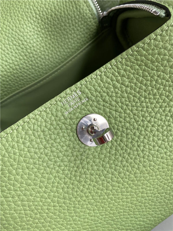 Hermes Lindy Mini Bag Clemence Leather In Lt-Green WAX High