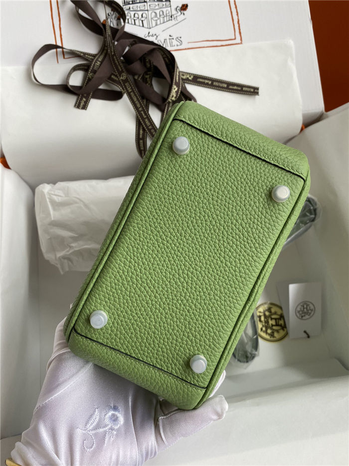 Hermes Lindy Mini Bag Clemence Leather In Lt-Green WAX High