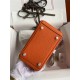 Hermes Lindy Mini Bag Clemence Leather In Orange WAX High