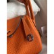 Hermes Lindy Mini Bag Clemence Leather In Orange WAX High