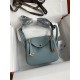 Hermes Lindy Mini Bag Clemence Leather In Grey-Blue WAX High