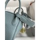 Hermes Lindy Mini Bag Clemence Leather In Grey-Blue WAX High