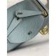 Hermes Lindy Mini Bag Clemence Leather In Grey-Blue WAX High