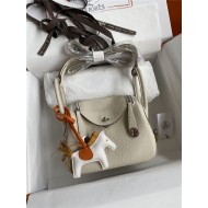 Hermes Lindy Mini Bag Clemence Leather In Cream WAX High