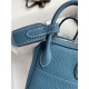 Hermes Lindy Mini Bag Clemence Leather In Denim Blue WAX High