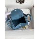 Hermes Lindy Mini Bag Clemence Leather In Denim Blue WAX High