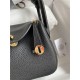 Hermes Lindy Mini Bag Clemence Leather In Black WAX High