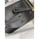 Hermes Lindy Mini Bag Clemence Leather In Black WAX High