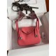 Hermes Lindy Mini Bag Clemence Leather In Rose Red WAX High