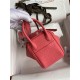 Hermes Lindy Mini Bag Clemence Leather In Rose Red WAX High