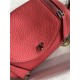 Hermes Lindy Mini Bag Clemence Leather In Rose Red WAX High