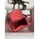 Hermes Lindy Mini Bag Clemence Leather In Rose Red WAX High