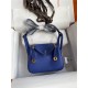 Hermes Lindy Mini Bag Clemence Leather In Royal Blue WAX High