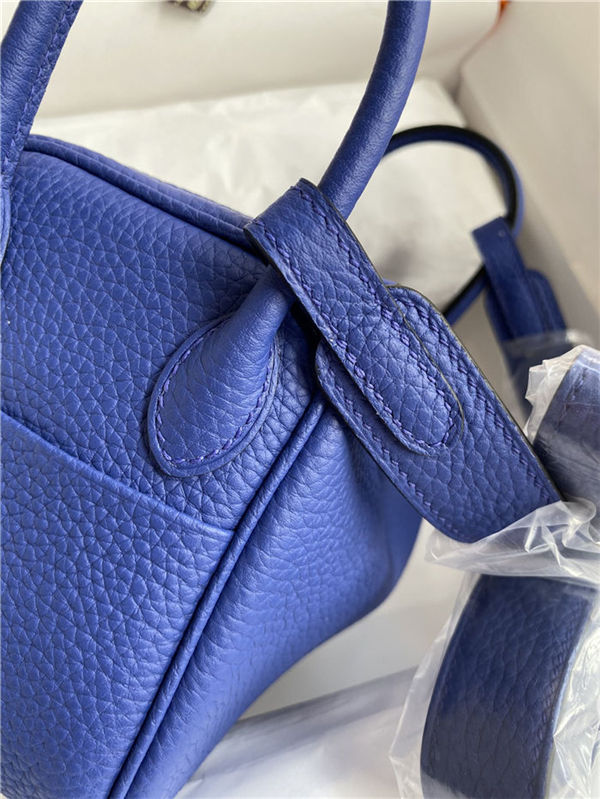 Hermes Lindy Mini Bag Clemence Leather In Royal Blue WAX High