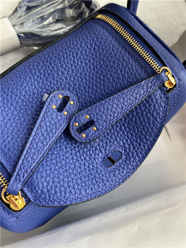 Hermes Lindy Mini Bag Clemence Leather In Royal Blue WAX High