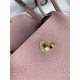 Hermes Lindy Mini Bag Clemence Leather In Pink WAX High