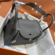 Hermes Lindy 26/30cm Bag Clemence Leather In Dk-Grey Silver-Metal WAX High